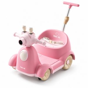 Masinuta Electrica Pentru Copii, Flippy, Cu Telecomanda, Rotire 360°, Bule De Sapun, Bluetooth, Muzica si Lumini, Maner Telescopic, Roz