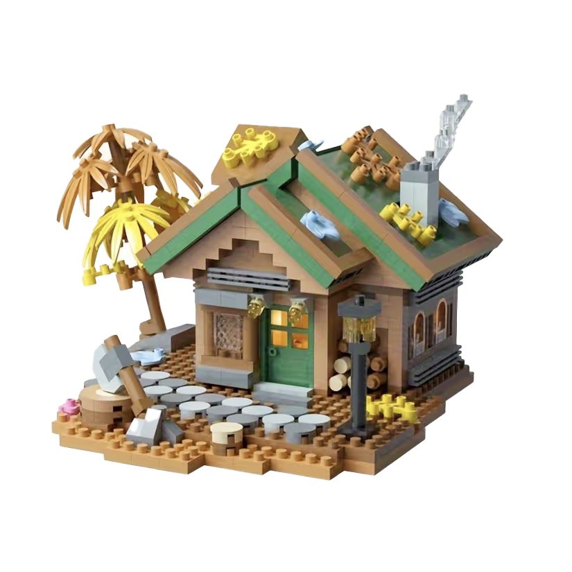 Set constructie, Flippy, Forest Log Cabin, din ABS, Model Casuta din Padure, 781 piese, 11.2x9.8x8 cm, Multicolor