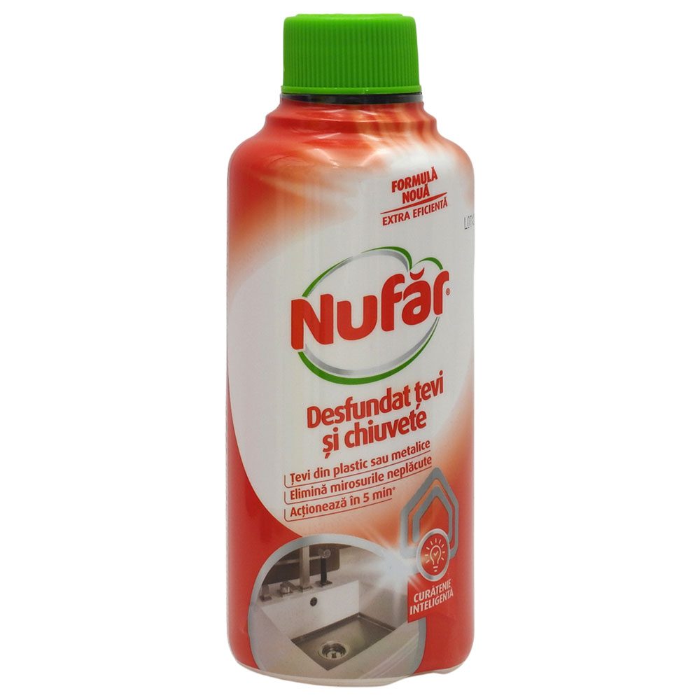 Solutie pentru Desfundat Tevi si Chiuvete, NUFAR, 56650, 375 ml