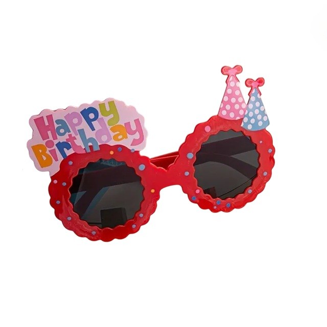 Ochelari Decorativi, Flippy, pentru Petrecere, din ABS, Unisex, Model Happy Birthday, 13.5 x 8.5 cm, Rosu