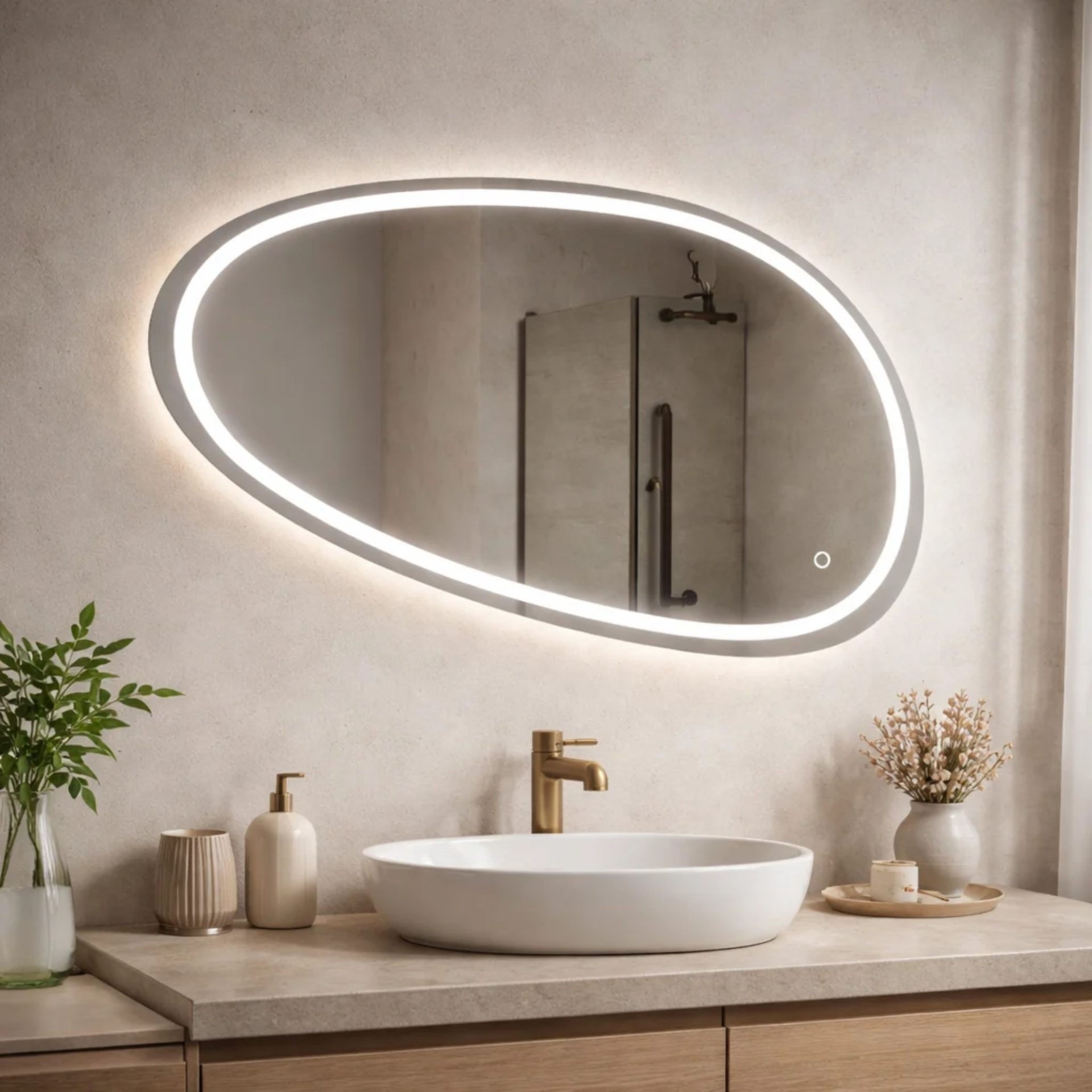 Oglinda LED , 80x45cm, Disegno Touch Marcello, Sistem Dezaburire, Dimabila