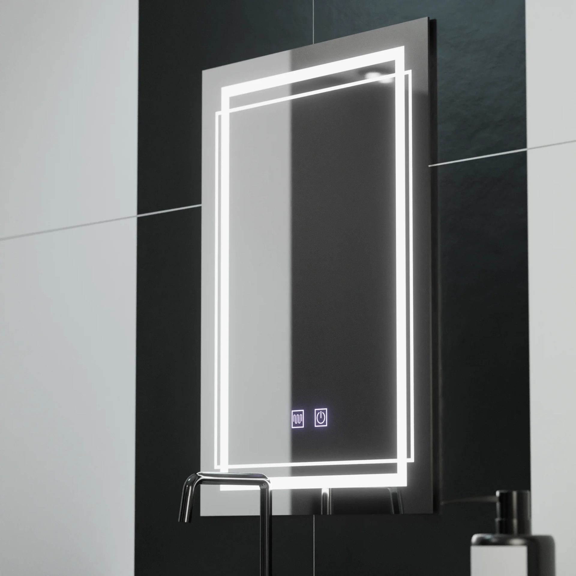Oglinda LED Rectangulara, 50x70cm, KOVEN Touch, Sistem Dezaburire,Dimabila