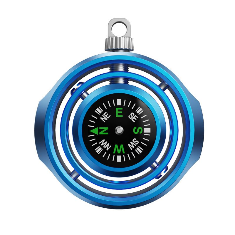 Fidget Spinner Busola Palm, Flippy, Tip Giroscop Rotativ, Model Pandativ / Breloc, Antistress, Aliaj Zinc, 48x42x12 mm, 21 gr, Albastru