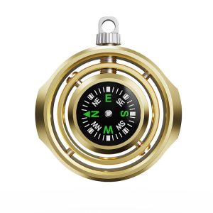Fidget Spinner Busola Palm, Flippy, Tip Giroscop Rotativ, Model Pandativ / Breloc, Antistress, Aliaj Zinc, 48x42x12 mm, 21 gr, Auriu