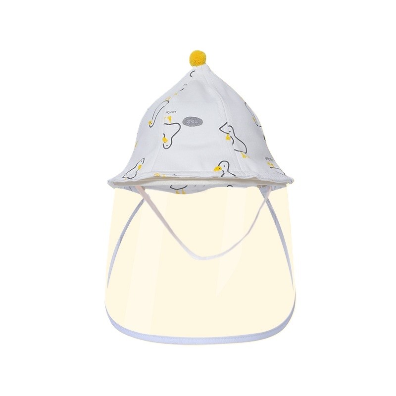 Palarie de Protectie pentru Bebelusi, Flippy, Model Ratuste, Pescareasca, de Primavara si Toamna, cu Masca si Fermoar, 42 cm, pentru 0-3 Luni, Alb