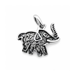 Pandantiv din Argint 925, Jolie Silver, Model Elefant, Design Filigranat, Finisaj Oxidat, 0.97 g, Argintiu și Negru