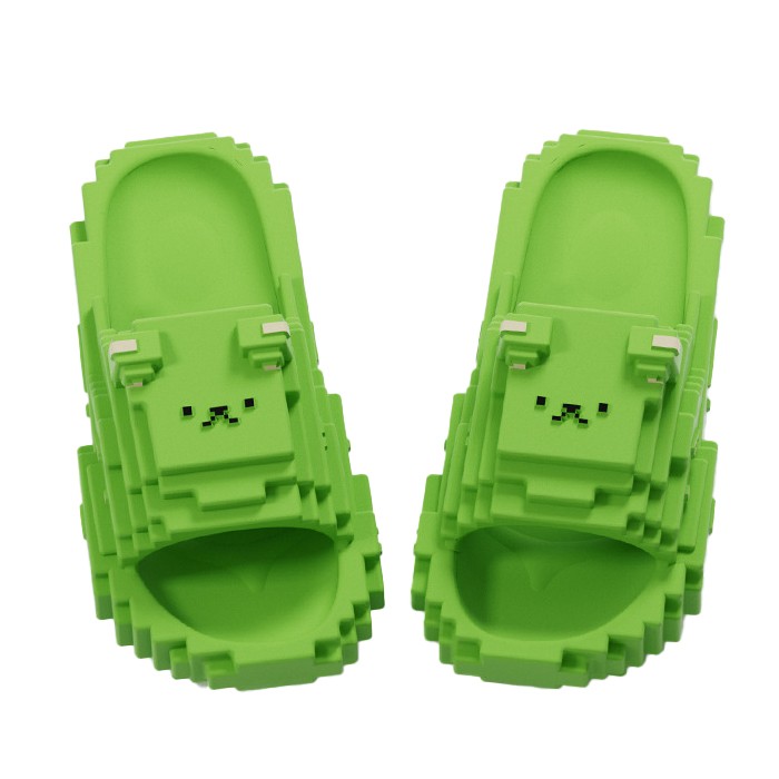 Papuci Casual pentru Adolescenti, Flippy, Model Unisex de Forma Pixel, Rezistenti Usori si Moi din Spuma EVA Antiderapanti, Marime 40-41, Verde deschis