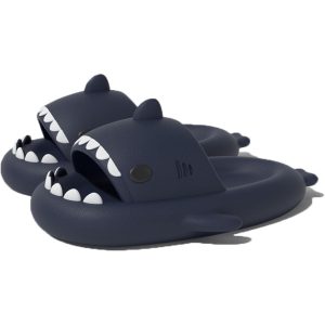 Papuci Tip Rechin, Flippy, Unisex, din Spuma EVA, Talpa Groasa Antiderapanta, Rezistenti la Uzura, Marime 44-45, Albastru Inchis