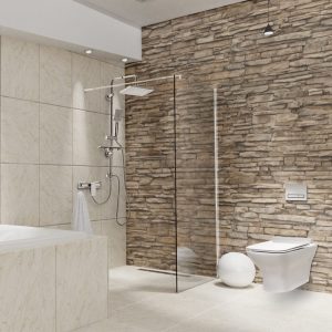 Paravan dus Walk-In 120x195 cm, sticla securizata 8 mm, transparenta, profil metalic rezistent