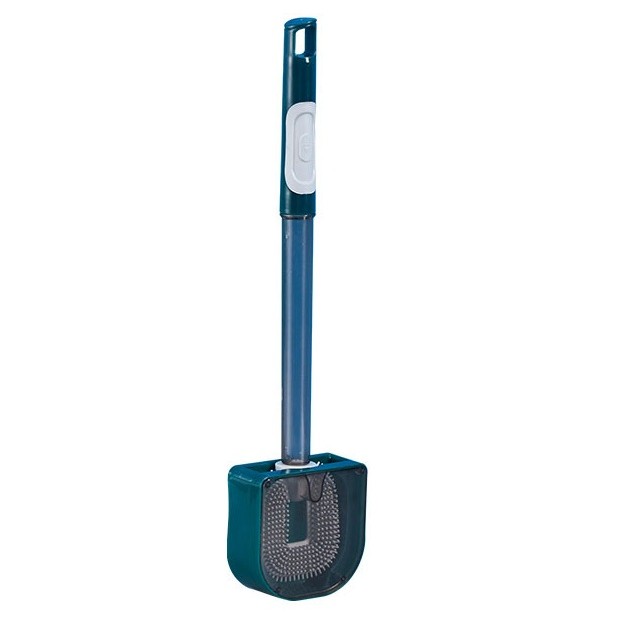 Perie de Toaleta, Flippy, cu Recipient pentru Detergent, din Plastic+TPR, Montare fara Perforare, 40 x 9 cm, Verde