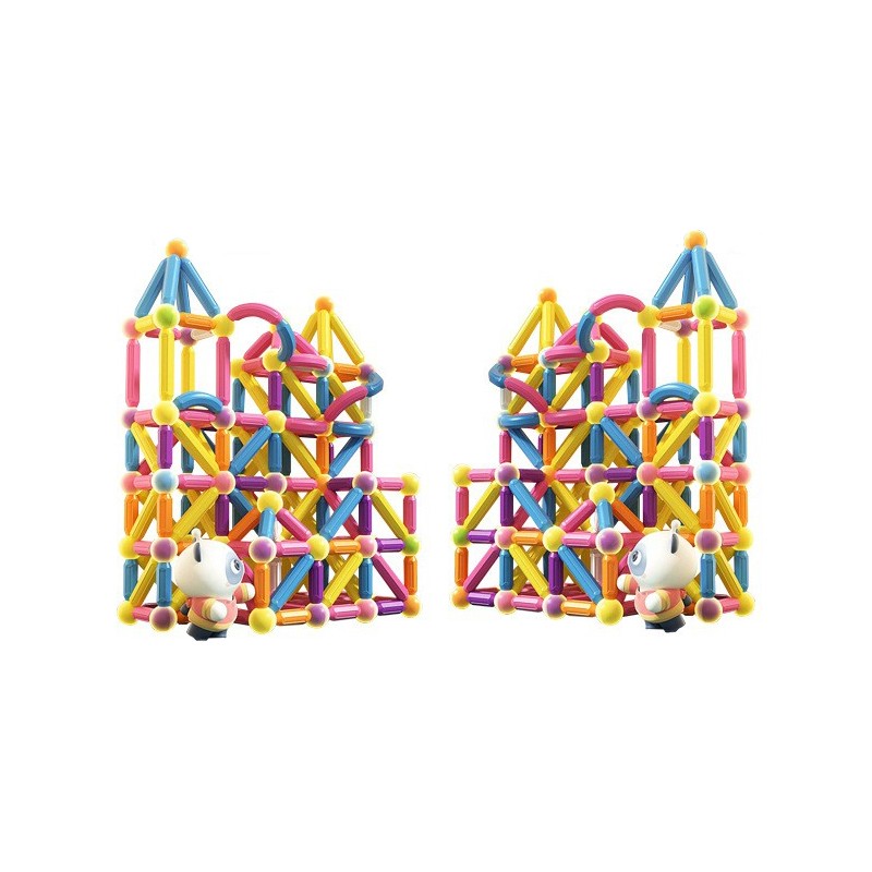 Piese Magnetice pentru Copii, Flippy, Set din 258 de Piese de diferite Culori, Constructor Magnetic cu Posibilitatea de a Construii forme Nelimitate, Multicolor