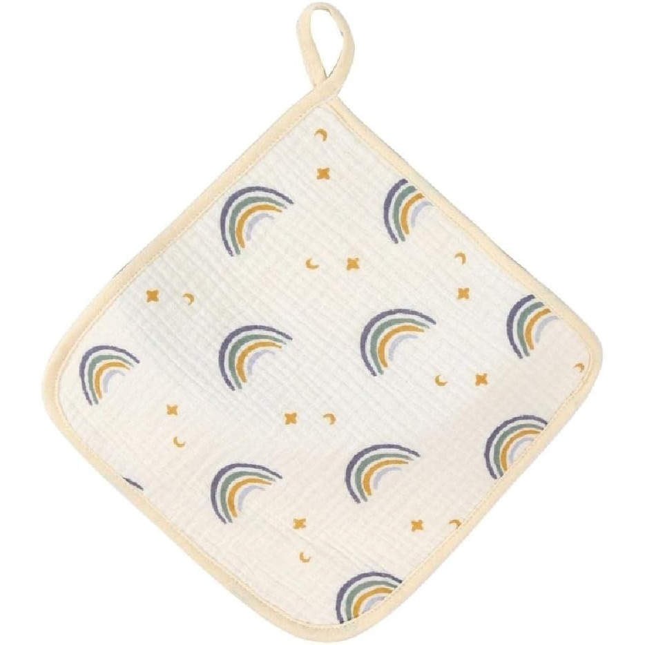 Prosop Absorbant, Flippy, din Bumbac, 25 x 25 cm, Model Curcubeu, cu Agatatoare, Bej