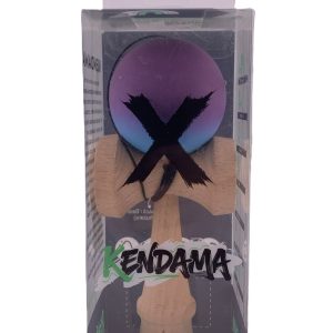 RESIGILAT - Kendama X Originala, Profesionala, Flippy, din Lemn, Rubber Grip, 18 cm, Roz/Mov/Albastru
