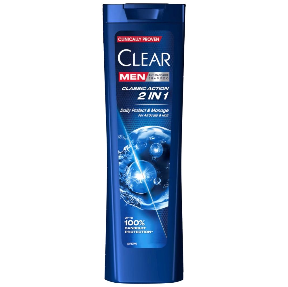 Sampon 2in1 Action, Clear Men, 225 ml, Classic