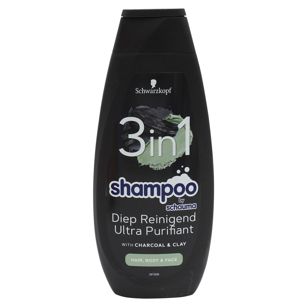 Sampon 3 in 1, Schauma, 400 ml, for Men, Deep Cleansing Charcoal