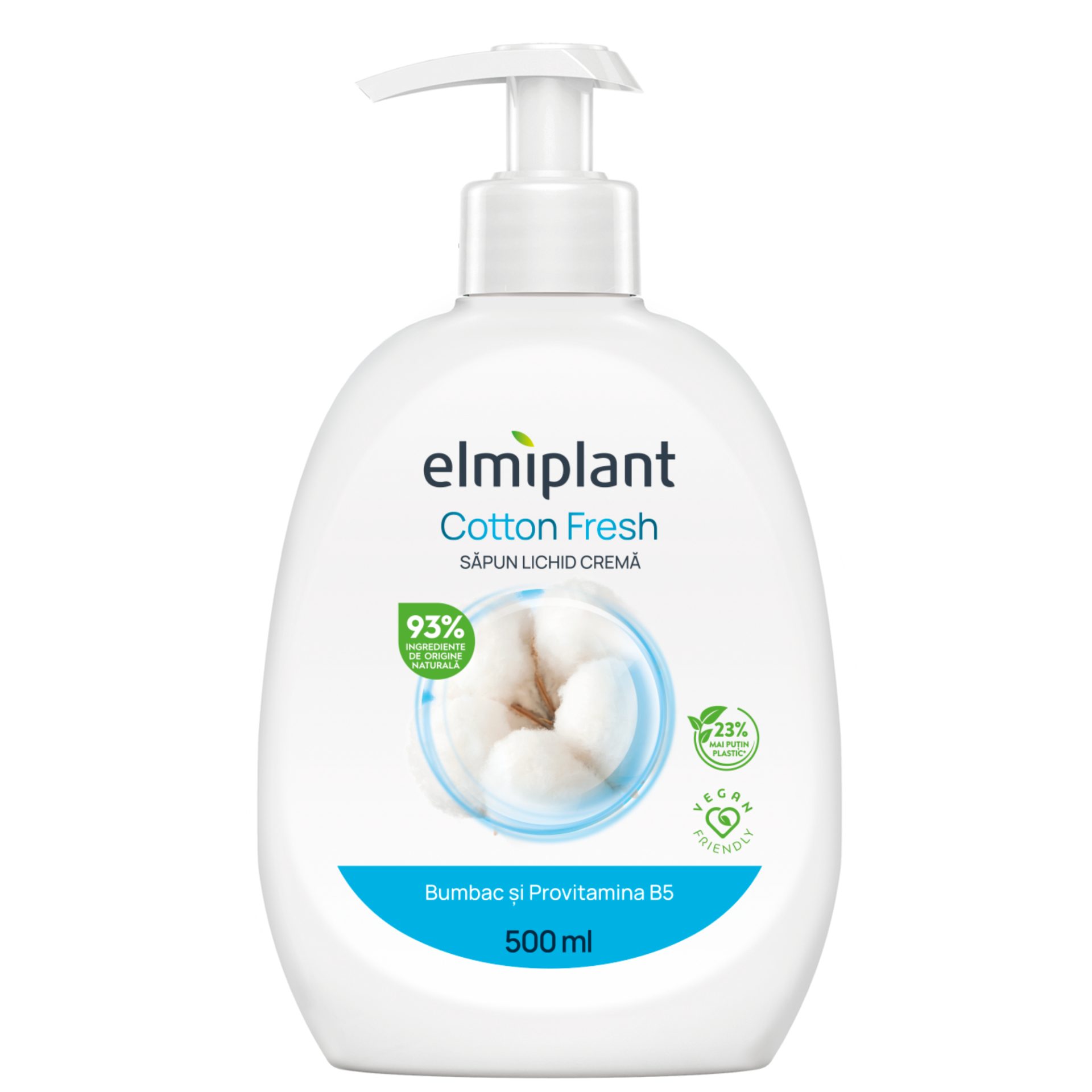 Sapun Lichid Crema, Elmiplant, Bumbac si Provitamina B5, 500 ml