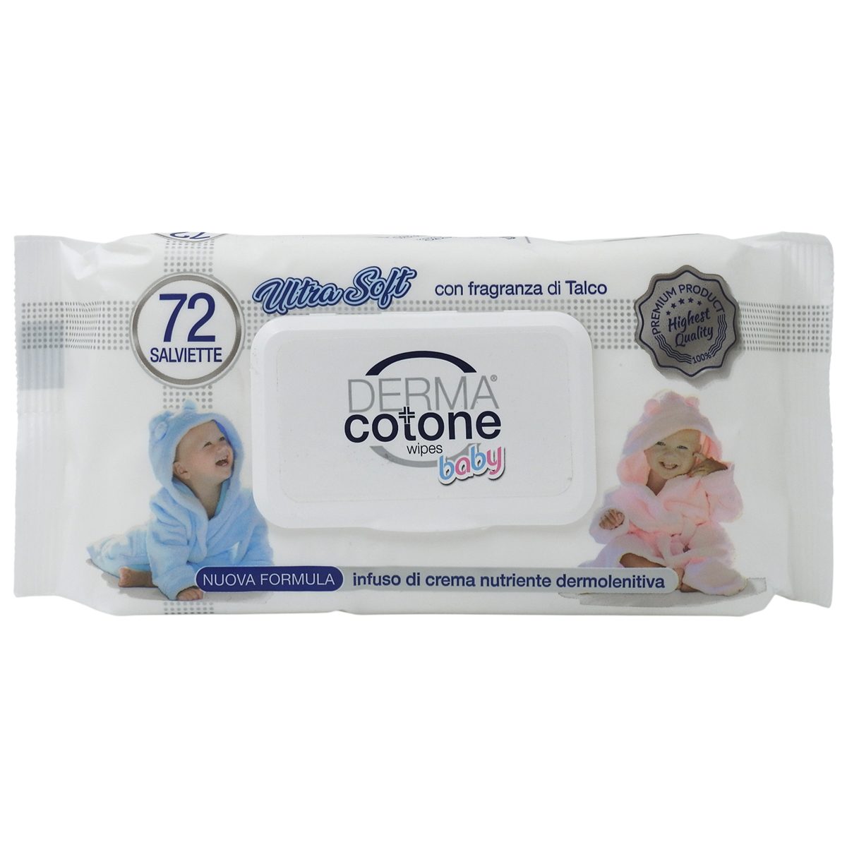 Servetele Umede, Derma Cotone, Bebelusi cu Capac 72 buc
