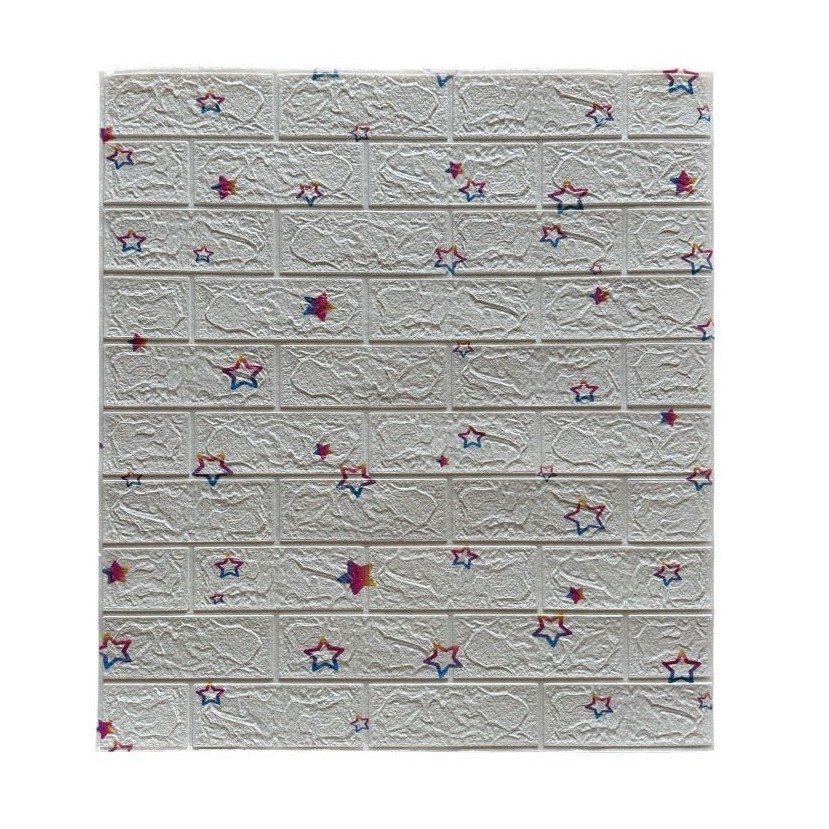 Set 10 Placi de Tapet, Flippy, Autoadezive, 70 x 77 cm, Suprafata Acoperita 5.3 mp, din PVC, Model Stelute Curcubeu, Alb