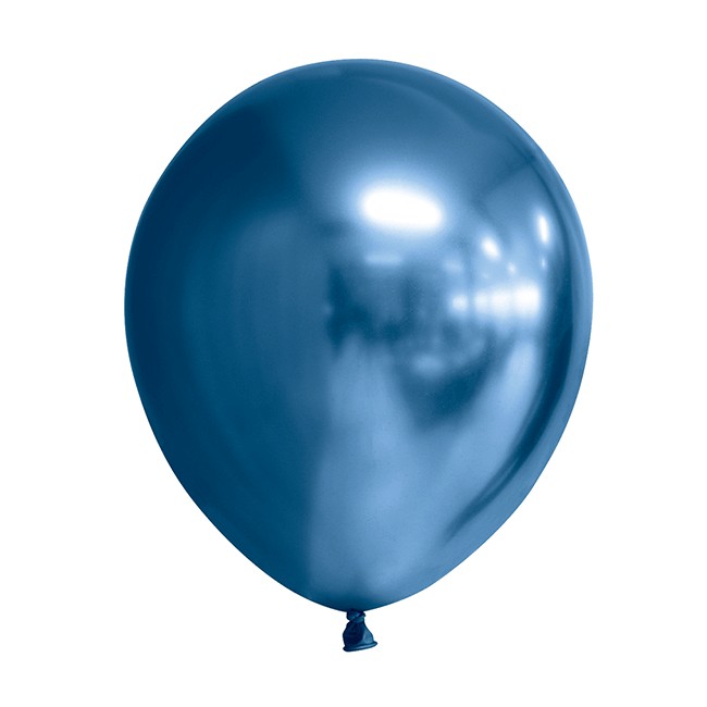 Set 12 Baloane, Flippy, din Latex Chrome, 13 cm, Albastru Inchis