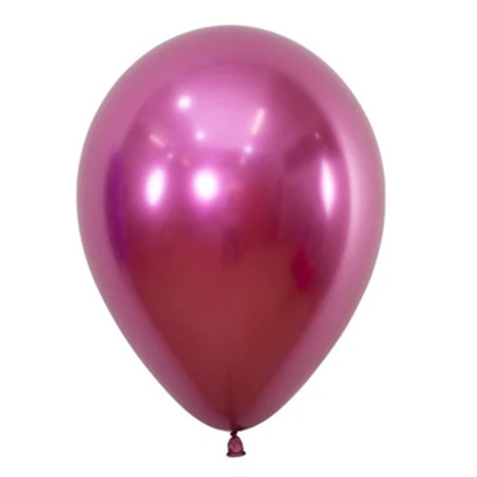 Set 12 Baloane, Flippy, din Latex Chrome, 25 cm, Fucsia