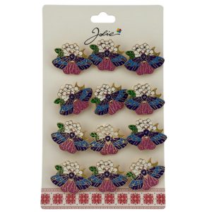 Set 12 Brose Martisor Primavara, Jolie, Model Fluture pe Floricele, Multicolor