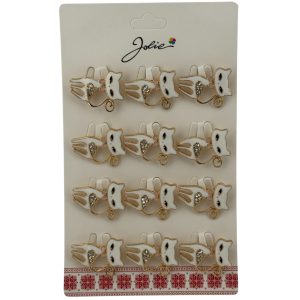 Set 12 Brose Martisor Primavara, Jolie, Model Pisica Alba cu Pietre