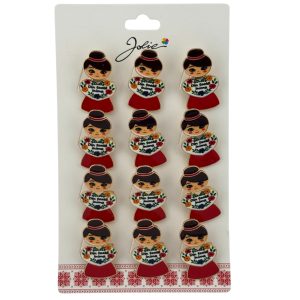 Set 12 Brose Martisor Primavara, Jolie, Model Fata, Mesaj Din Toata Inima, Multicolor