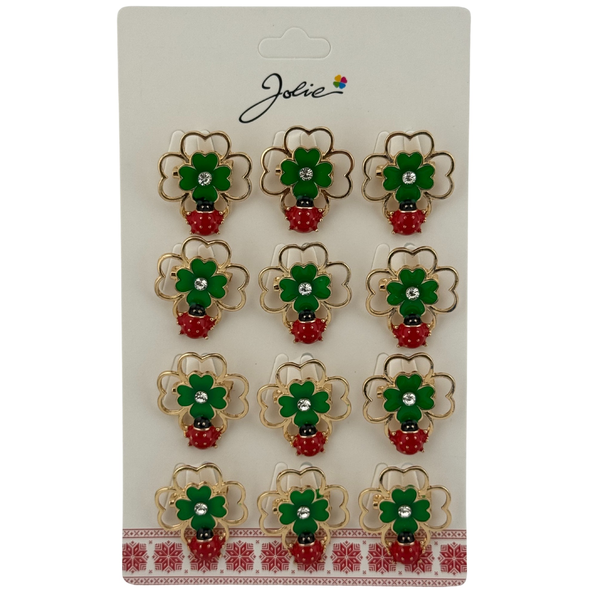 Set 12 Brose Martisor Primavara, Jolie, Model Trifoi cu Buburuza