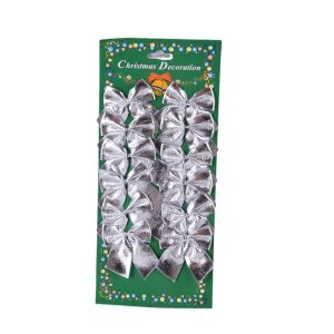 Set 12 Fundite pentru Brad, Flippy, 5.5 cm, din Poliester, Argintiu