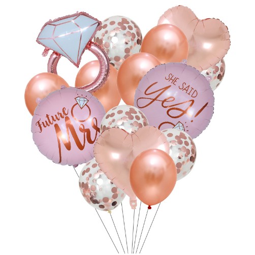Set 15 baloane pentru Nunta, Flippy, baloane pentru decor, din folie de aluminiu, 30 x 50 cm, Rose