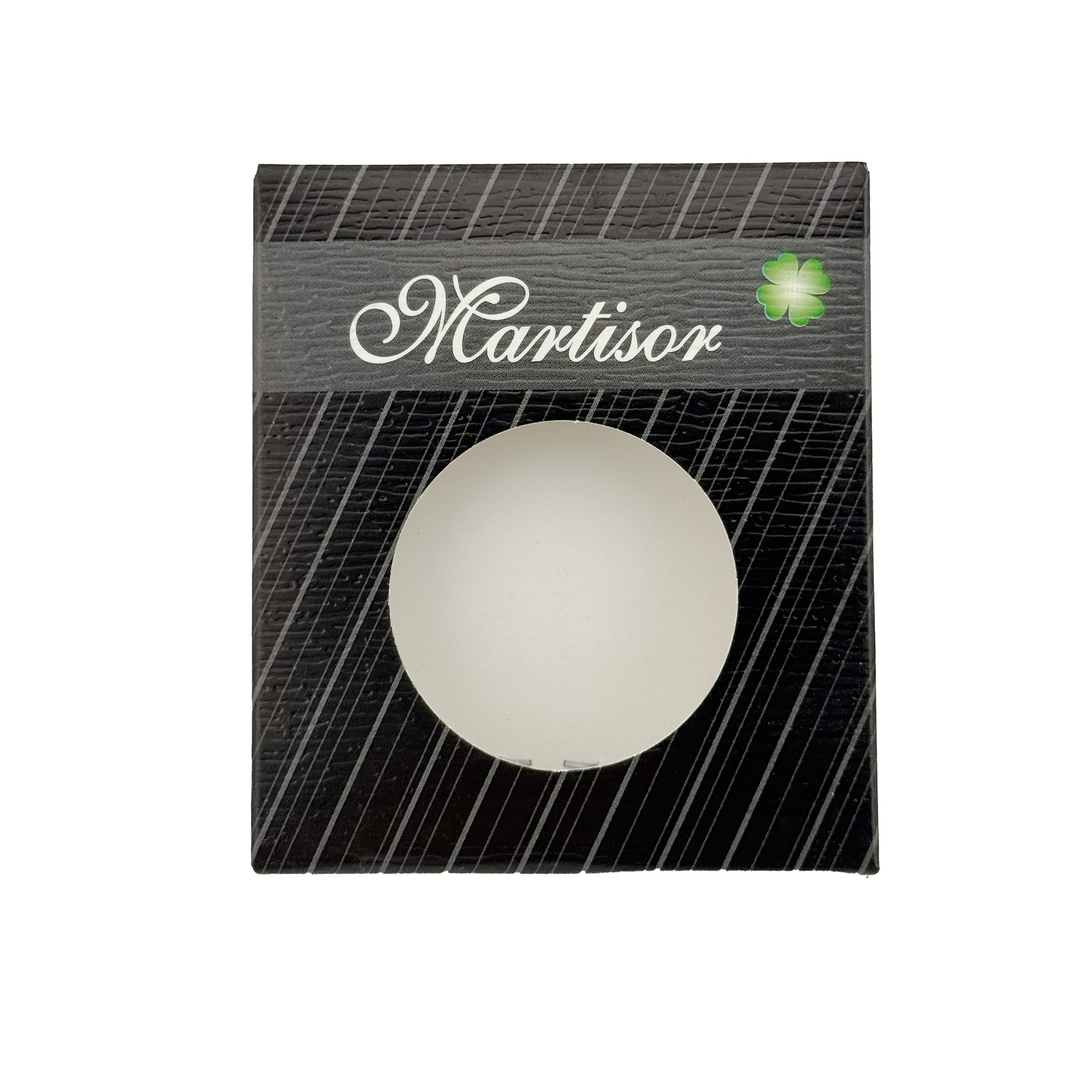 Ambalaje de Carton pentru Martisoare, Flippy, Set 200 Bucati, Cutii pentru Brosa Martisor, Model Negru cu Dungi, 8 x 7 cm, Decupaj Central Rotund