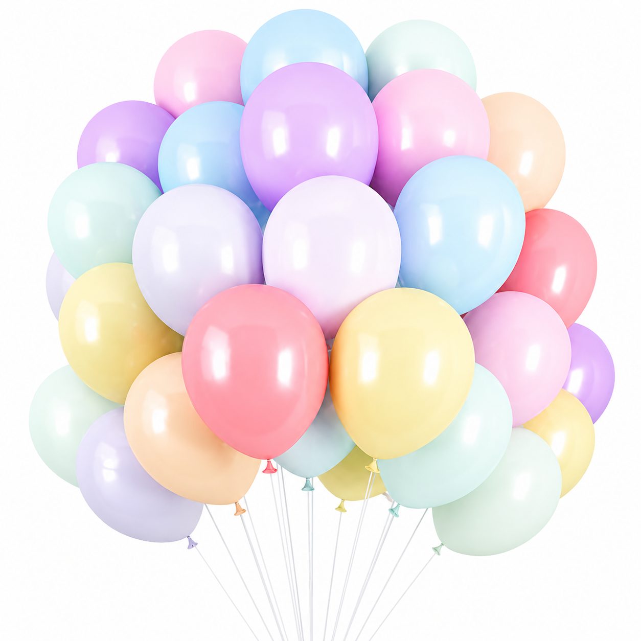 Set 25 Baloane din Latex, Flippy, Model Party, 13 cm, Multicolore, Culori Pale, 1 g, Multicolor