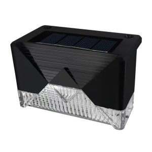 Set 4 Aplice Solare, Flippy, Lumina LED-uri, IP65, din ABS+PC, 8-10 h Iluminare, Baterie 1.2 V 600 mAh, Montare pe Trepte/Borduri, Lumina Alb Cald, 7.9 x 5 cm, Negru