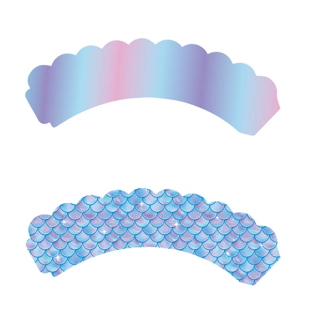 Set 6 Accesorii pentru Prajituri Sirena, Flippy, Colectia Mermaid, 22.7 x 8.7 cm, Albastru/Mov