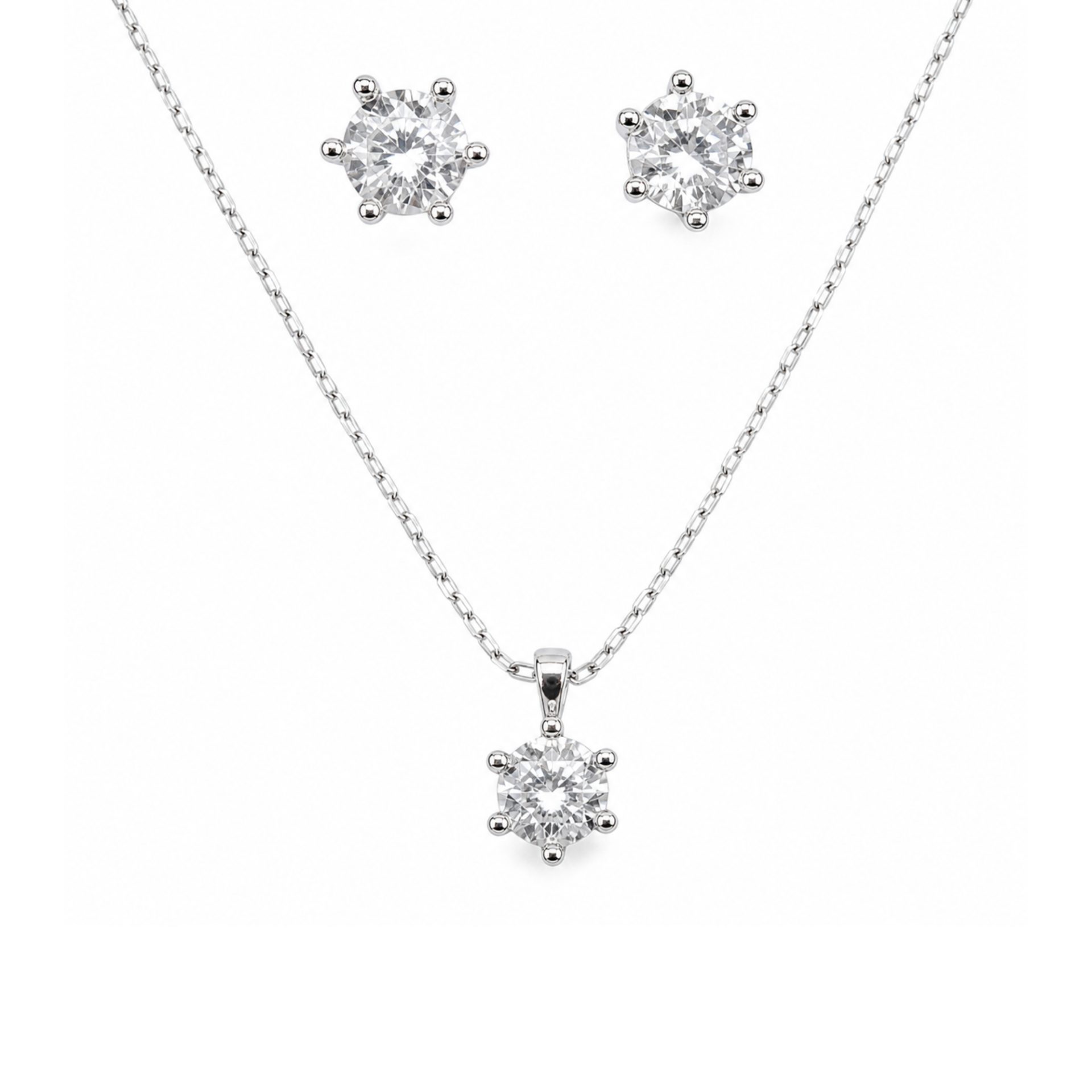 Set Argint 925 Floare Mare (cercei, lantisor, pandantiv), 4 g