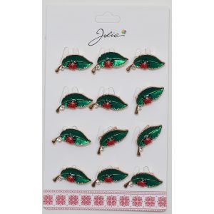 Brose Martisor, Jolie, Set 12 Bucati, Model Primavara Buburuza pe Frunza, Brose din Metal, Aspect Lacuit, Multicolor
