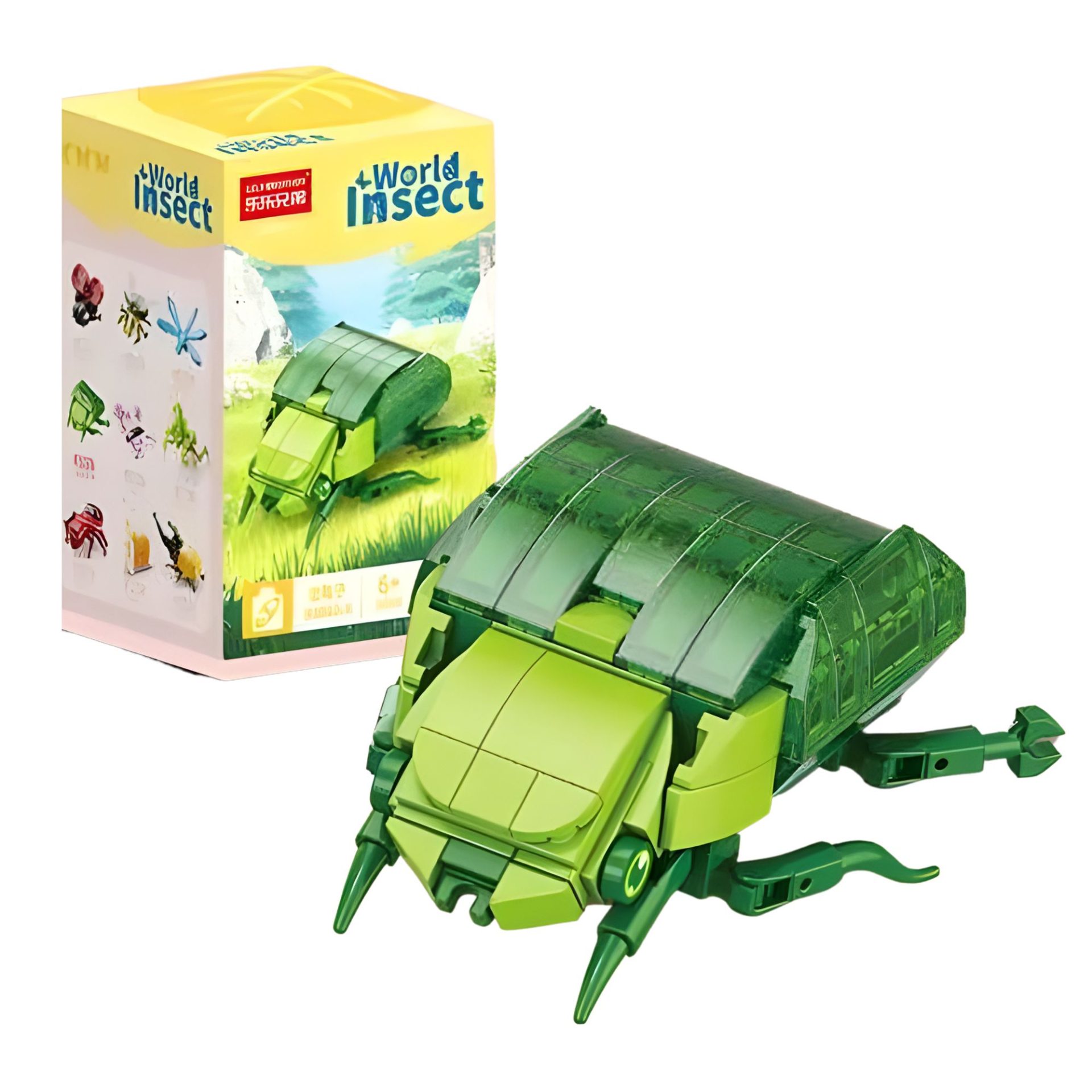 Set de Constructie, Flippy, Model Gandac Scarabeu, Lumea Insectelor Mini, 98 Piese, Model 3D, Jucarie Educativa STEM, +6 Ani, Plastic ABS, 11 x 7 x 7 cm, Verde Inchis