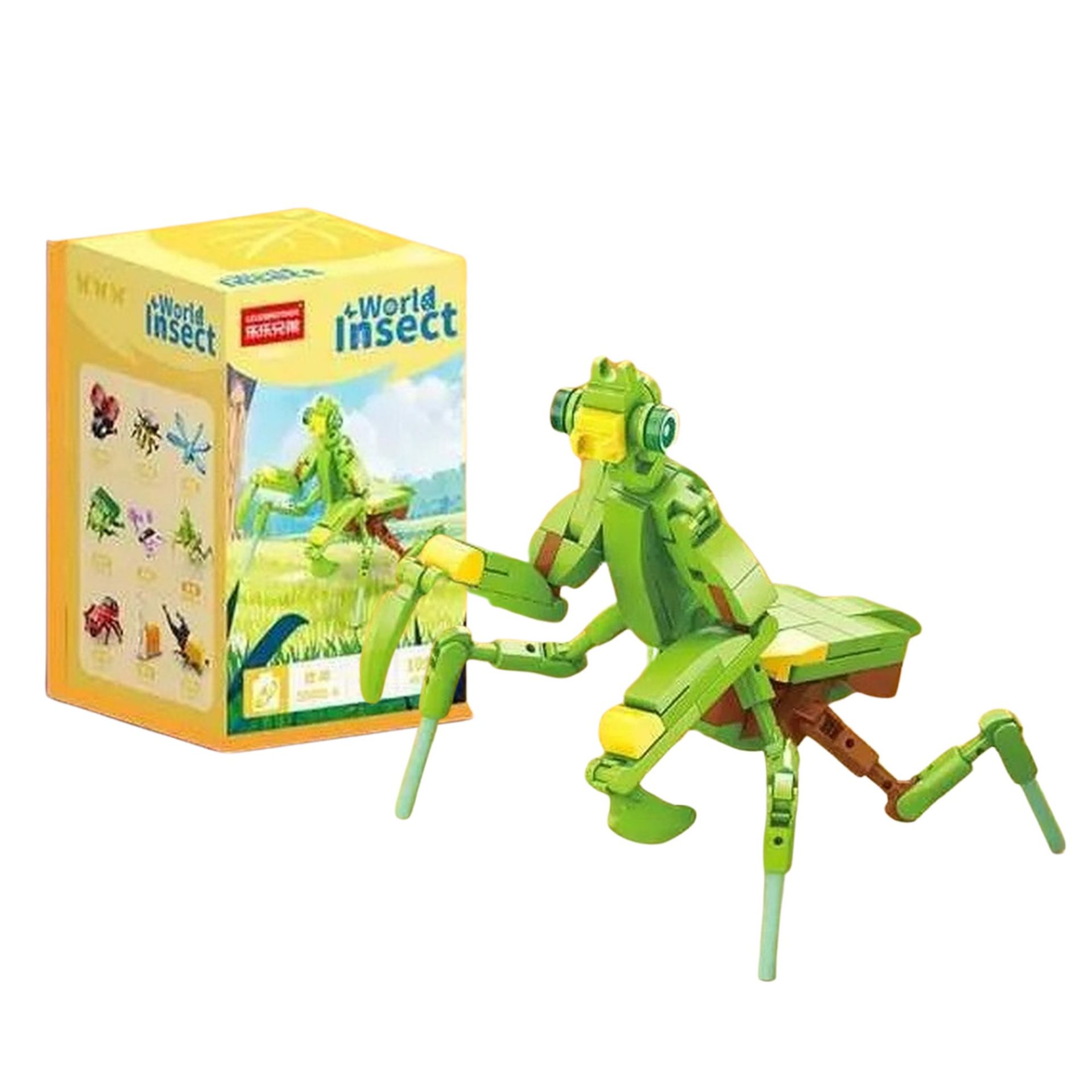 Set de Constructie, Flippy, Model Mantis, Lumea Insectelor Mini, 109 Piese, Model 3D, Jucarie Educativa STEM, +6 Ani, Plastic ABS, 11 x 7 x 7 cm, Verde Deschis