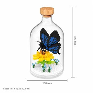 Set de Construit în Sticlă Decorativă, Flippy, Model Fluture, 392 Piese Mini din Plastic, Jucărie Creativă și Educațională pentru Copii 14+ și Adulți, Tip Pixel Building Blocks, Obiect Decorativ de Colecție, 10 x 19.6 cm, Multicolor