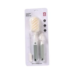 Set 3 Perii de Spalat Biberoane, Flippy, pentru Tetina, Biberon, Pai, Materiale Sigure, fara BPA, Curatare 360°, Verde