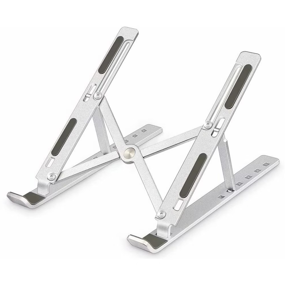 Suport pentru Laptop, Flippy, Suport Portabil Pliabil, Universal Reglabil Suspendat pentru Tableta, din Aliaj si ABS, 100-160 mm, 26 x 19 x 16 cm, Silver Gray