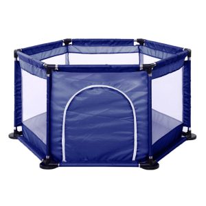 Tarc de Joaca si Siguranta pentru Copii DNT-104, Flippy, Dimensiuni 130 x 115 x 65 cm, Structura de Protectie pentru Interior, Albastru marin