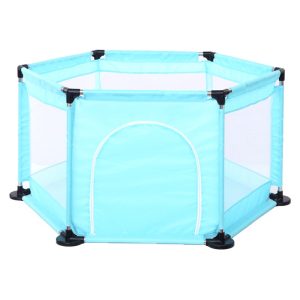 Tarc de Joaca si Siguranta pentru Copii DNT-104, Flippy, Dimensiuni 130 x 115 x 65 cm, Structura de Protectie pentru Interior, Albastru deschis