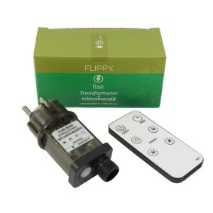 Transformator cu Telecomanda Inclusa, Flippy, Flash, pentru Instalatii Luminioase LED, Suporta pana la 1200 LED-uri, 31 v, Negru
