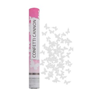 Tun de Confetti, Flippy, Confetti Cannon 40 cm, Model Fluturi din Hartie, Alb