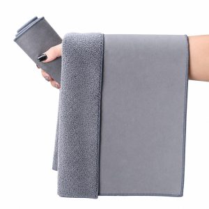 Prosop Auto din Microfibra, Flippy, 400 GSM, Absorbant si Fara Scame, pentru Uscare si Curatare Auto, 30x30 cm, Gri Deschis