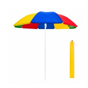 Umbrela de Plaja, Flippy, Model Curcubeu, Tija Stabila si Suprafata pentru Umbrire, Ofera Umbra, Protectie Solara si Confort la Exterior, Ideal pentru Plaja, Picnic, Piscina, Camping si Vacante, 240 cm, Multicolor