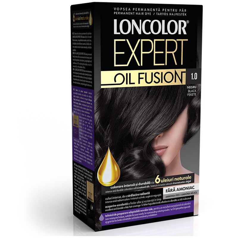 Vopsea pentru Par, Loncolor Expert Oil Fusion, 1 Negru