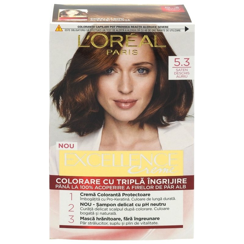 Vopsea pentru Par, Loreal Excellence Creme, 5.3 Natural Golden Brown